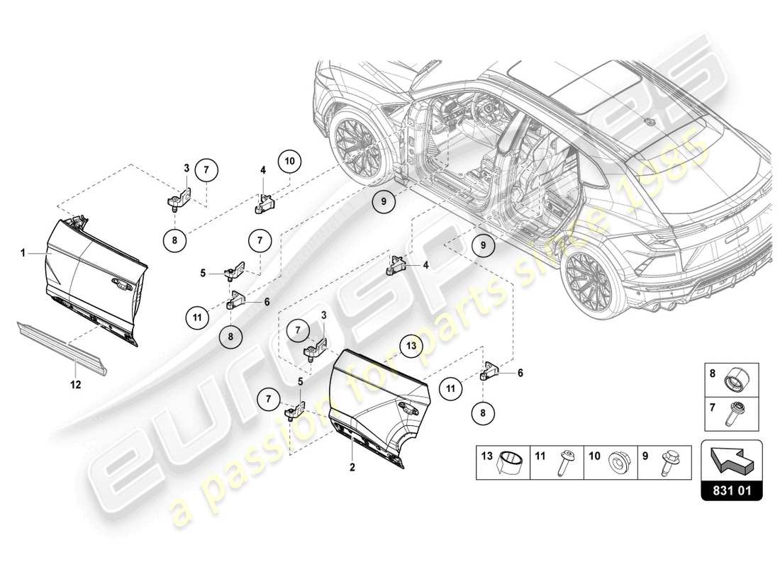 Lamborghini Urus Performante (2023) DOOR Part Diagram