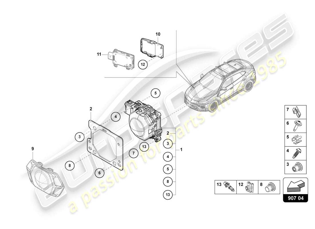 Lamborghini Urus Performante (2023) RADAR SENSOR Part Diagram