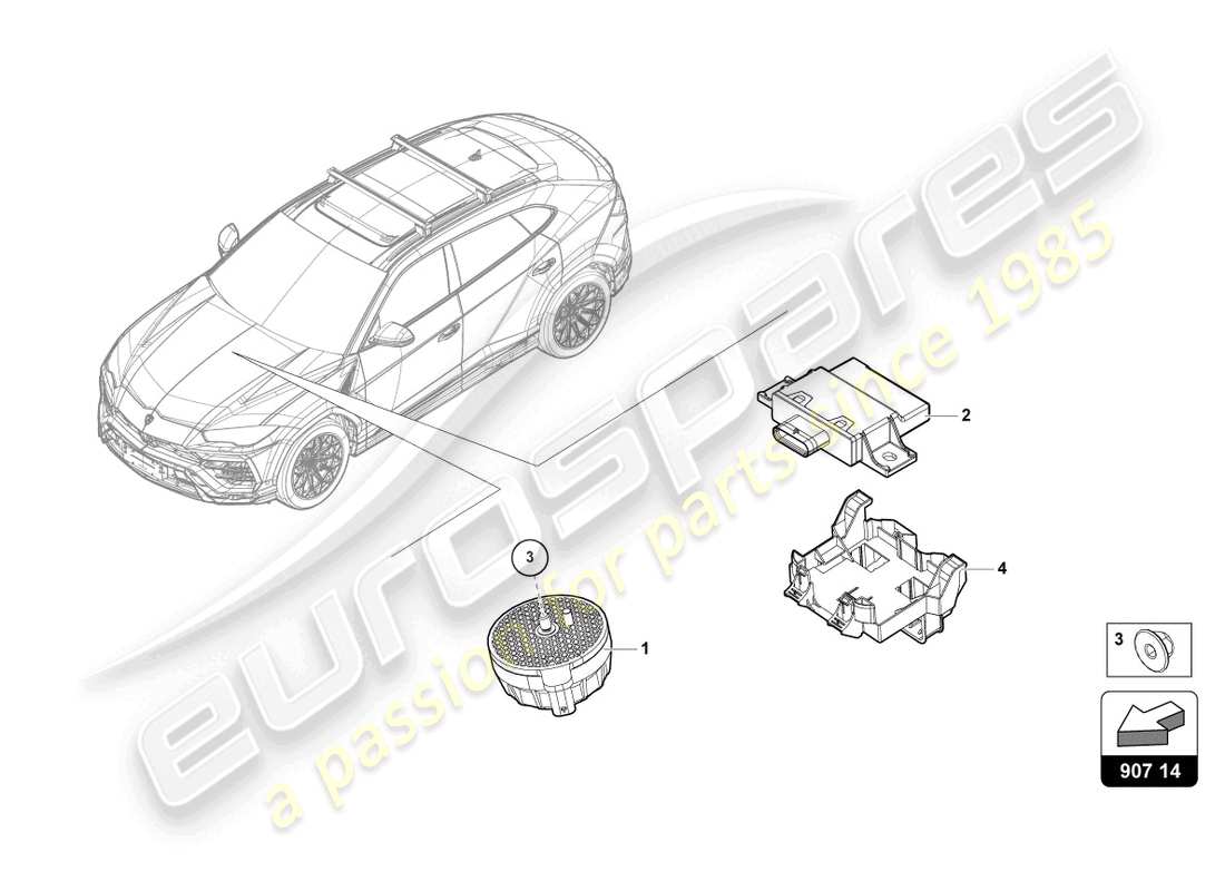 Lamborghini Urus Performante (2023) ELECTRICAL PARTS FOR ENGINE NOISE PRODUCTION Part Diagram