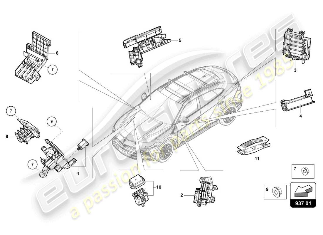 Lamborghini Urus Performante (2023) FUSE BOX Part Diagram