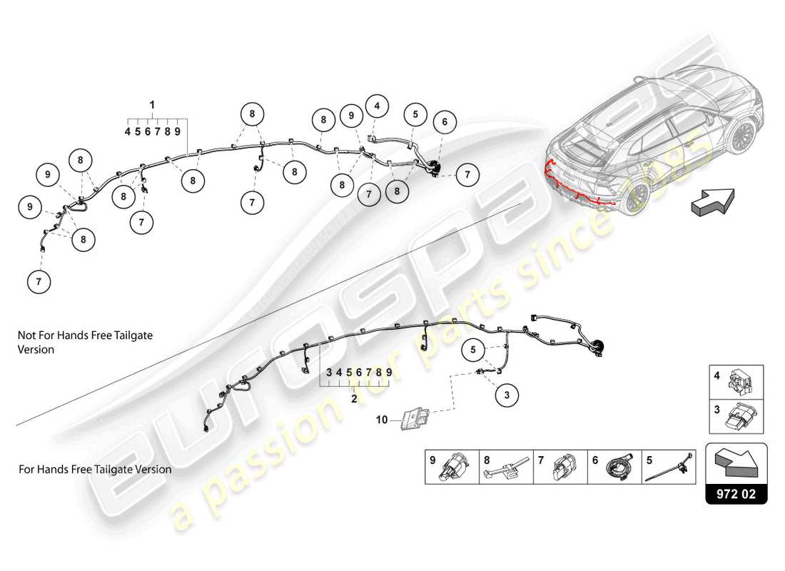 Lamborghini Urus Performante (2023) WIRING SET FOR BUMPER REAR Part Diagram