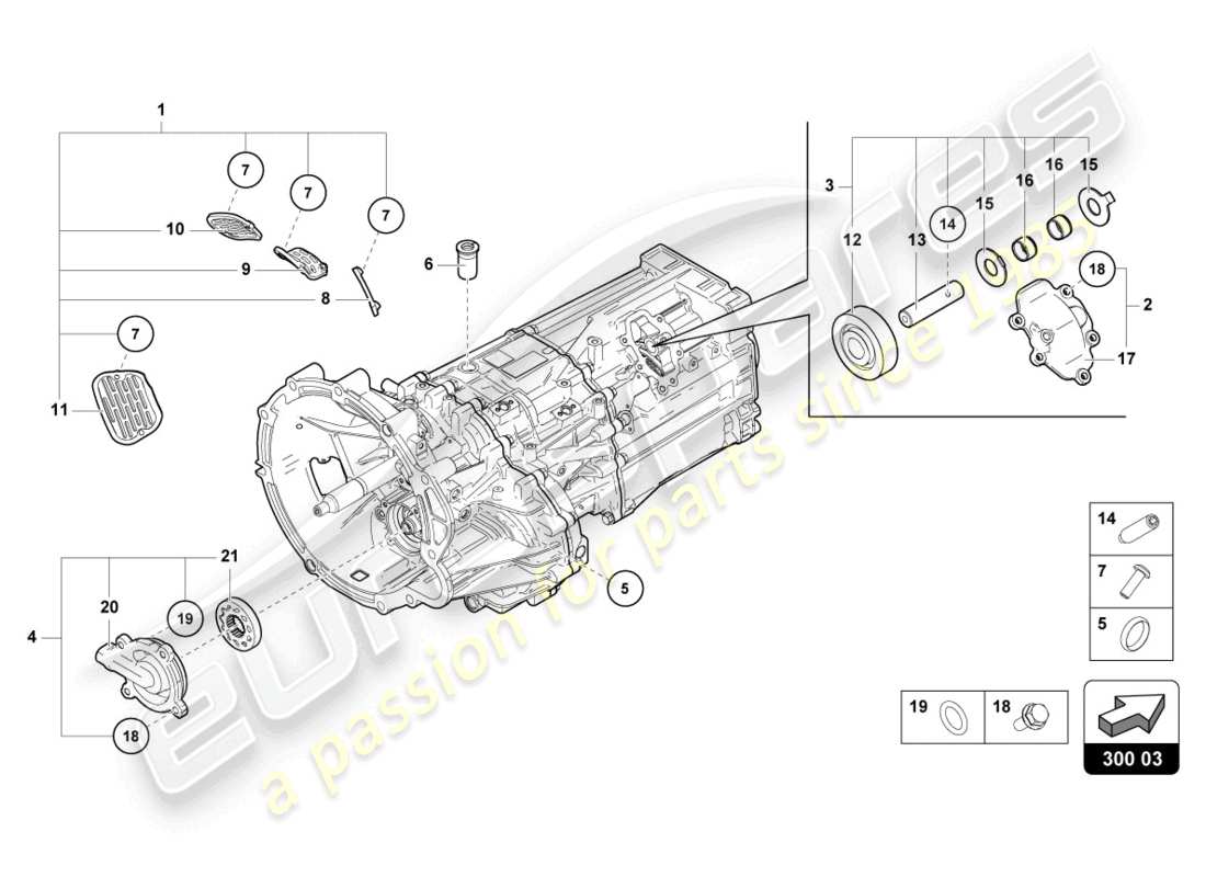 Lamborghini Countach LPI 800-4 (2022) OUTER COMPONENTS FOR GEARBOX Part Diagram