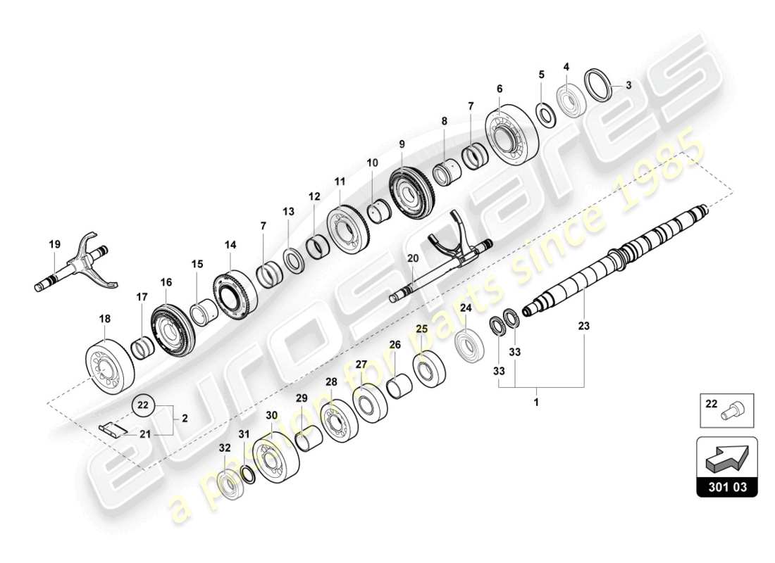 Lamborghini Countach LPI 800-4 (2022) REDUCTION GEARBOX SHAFT Part Diagram