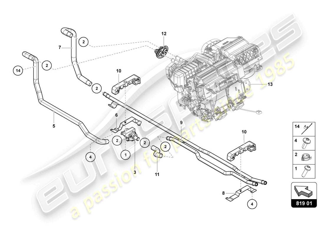 Lamborghini Countach LPI 800-4 (2022) HEATING, AIR COND. SYSTEM Part Diagram