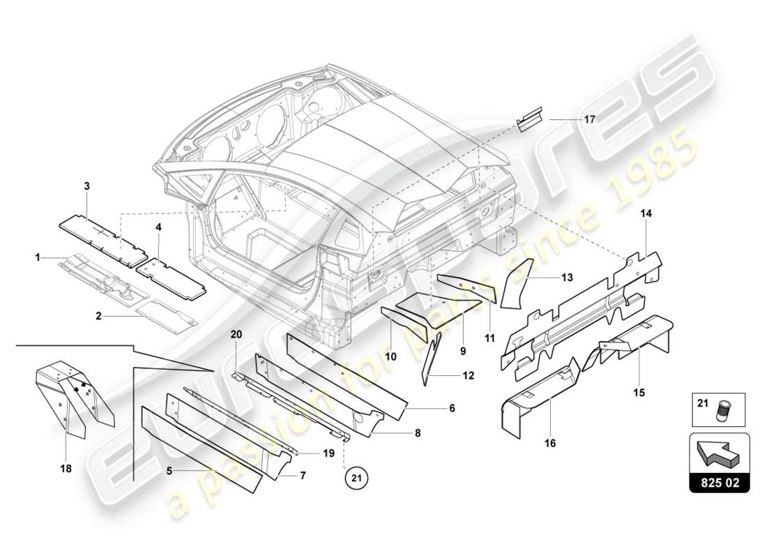Lamborghini Countach LPI 800-4 (2022) DAMPER FOR TUNNEL Part Diagram
