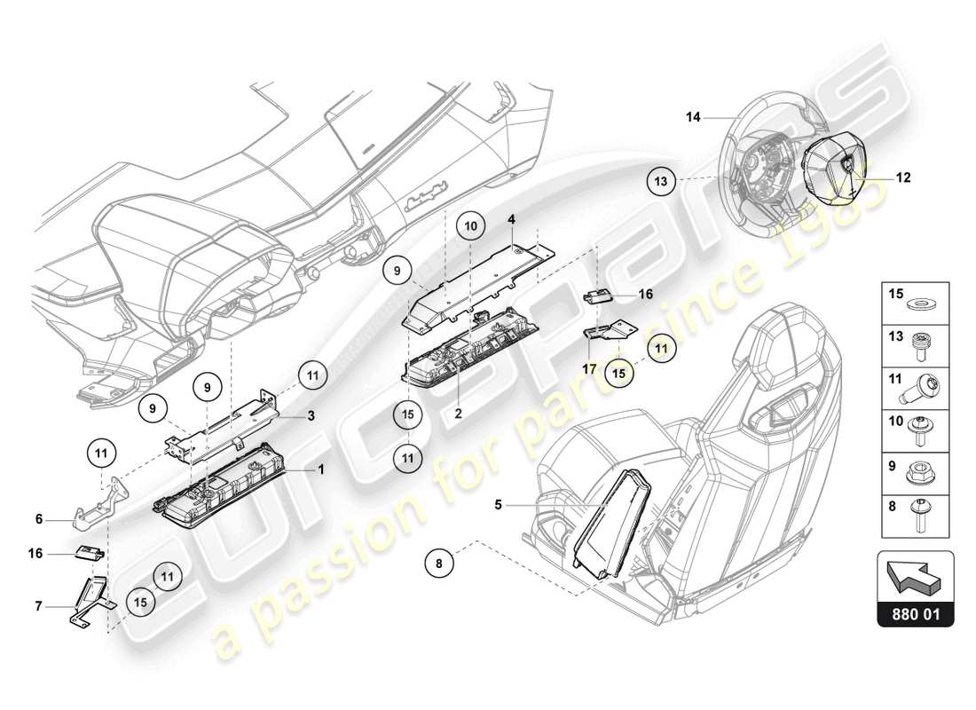 Lamborghini Countach LPI 800-4 (2022) AIRBAG UNIT Part Diagram