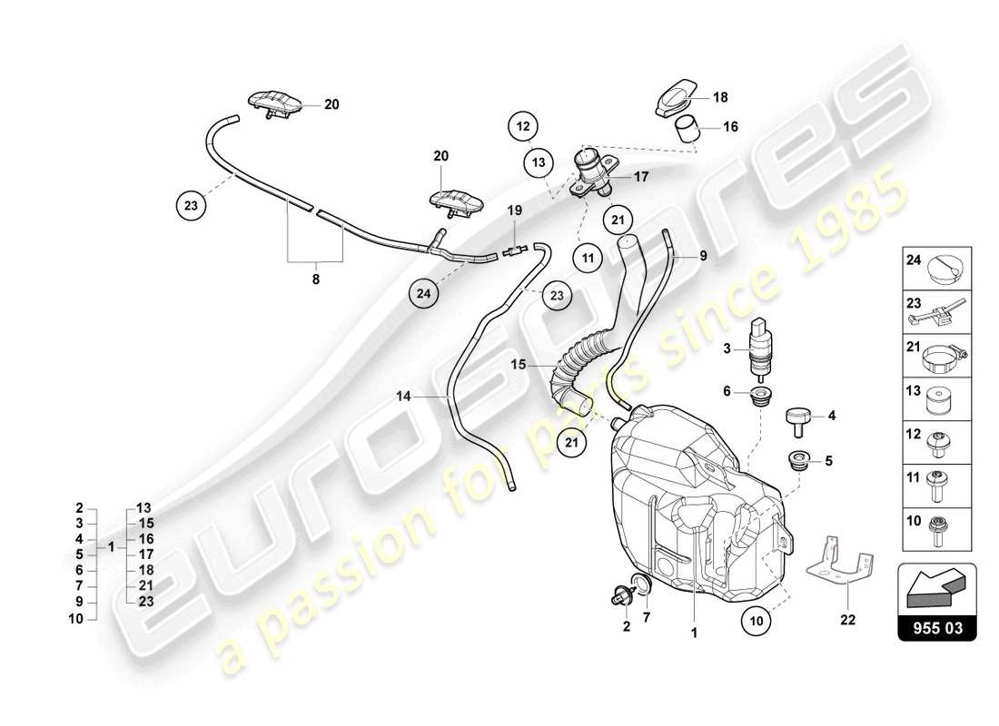 Lamborghini Countach LPI 800-4 (2022) WINDSCREEN WASHER SYSTEM Part Diagram