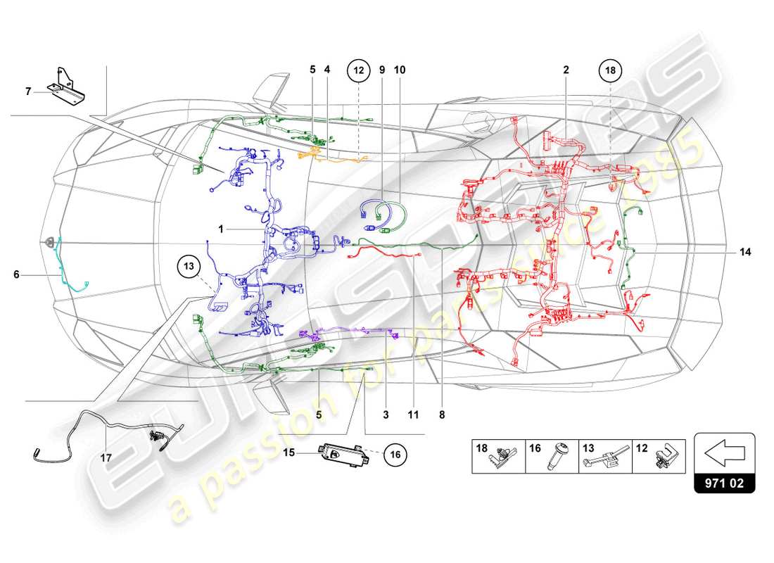 Lamborghini Countach LPI 800-4 (2022) Wiring Looms Part Diagram