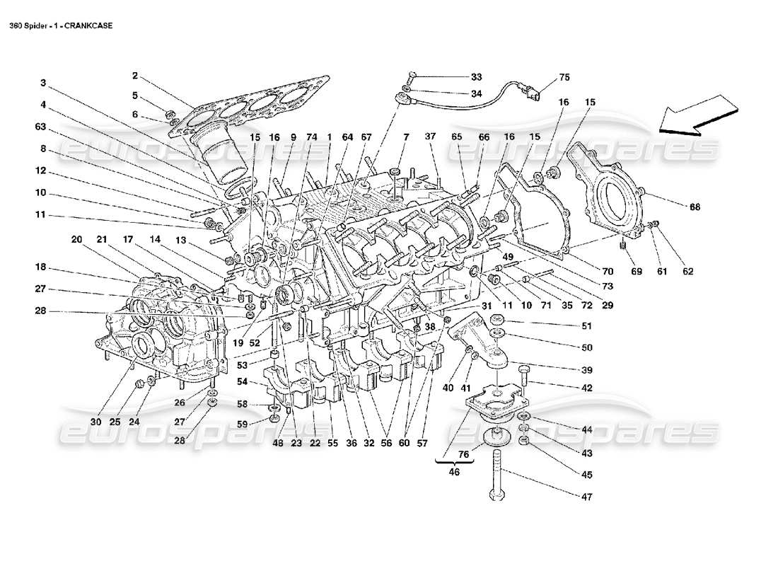 Ferrari 360 Spider crankcase Part Diagram