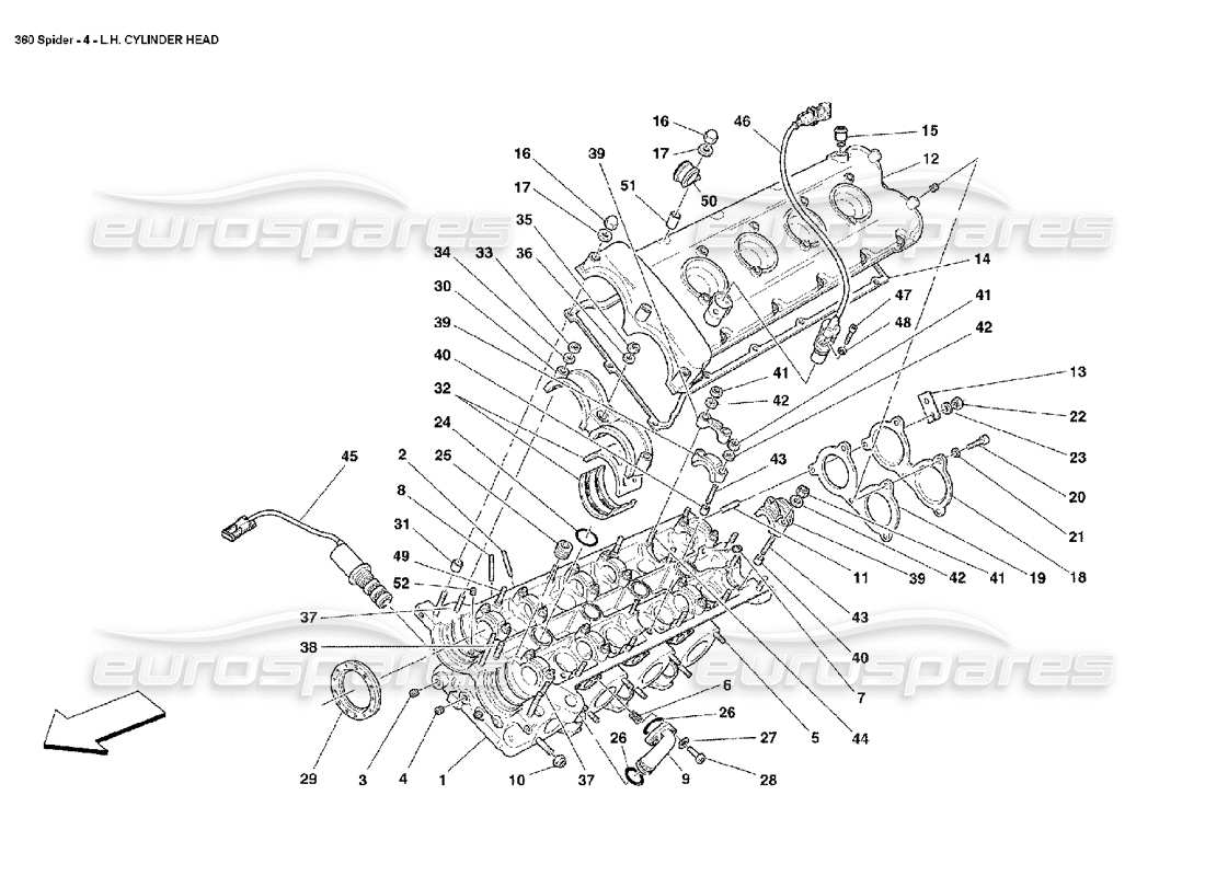 Ferrari 360 Spider LH Cylinder Head Part Diagram
