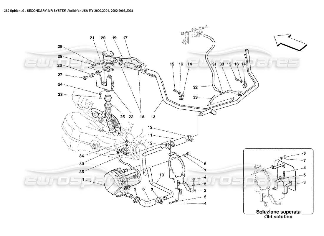 Ferrari 360 Spider secondary air system Part Diagram