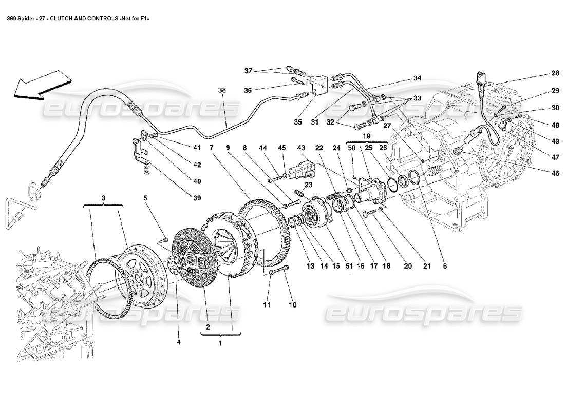 Ferrari 360 Spider Clutch and Controls Part Diagram