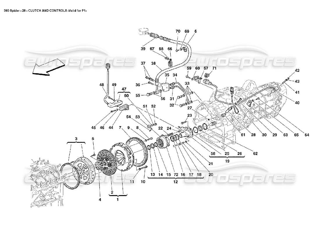 Ferrari 360 Spider Clutch and Controls Part Diagram