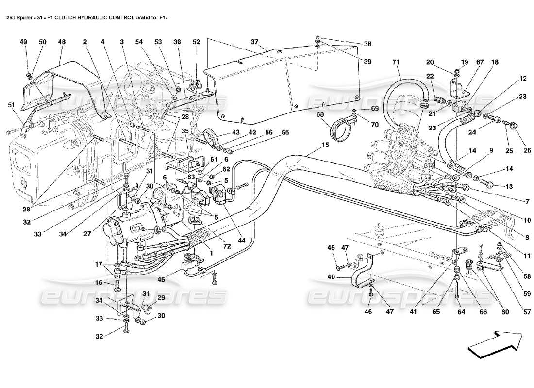 Ferrari 360 Spider F1 Clutch Hydraulic Control Part Diagram