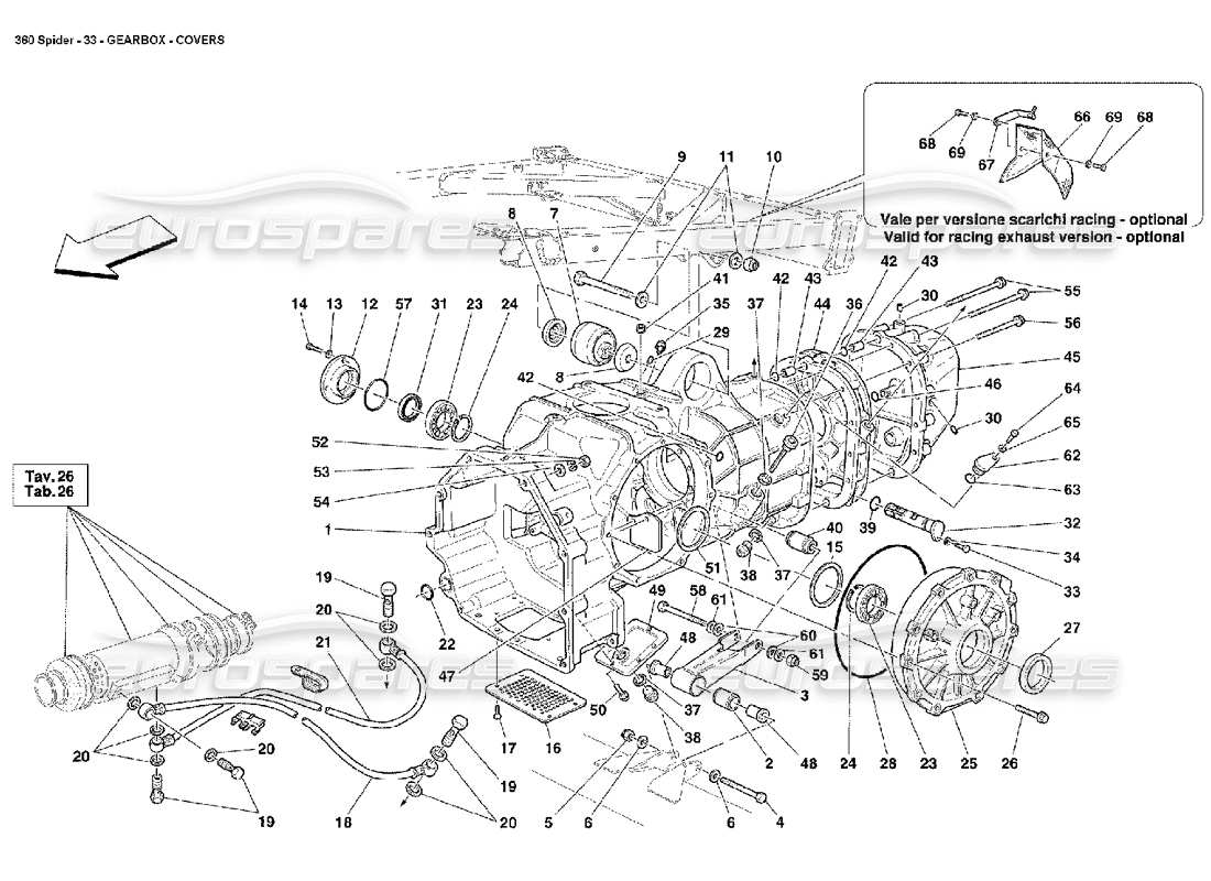 Ferrari 360 Spider Gearbox Covers Part Diagram