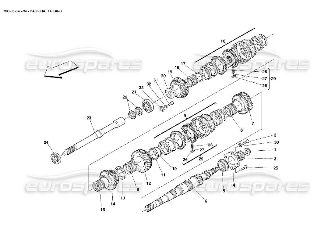 Ferrari 360 Spider Main Shaft Gears Part Diagram