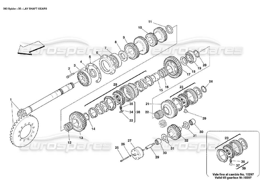 Ferrari 360 Spider Lay Shaft Gears Part Diagram