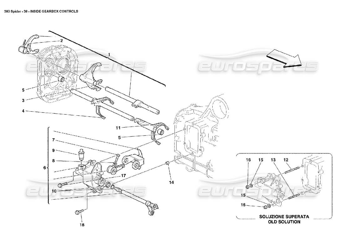 Ferrari 360 Spider Inside Gearbox Controls Part Diagram