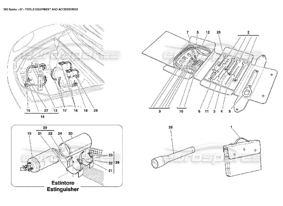 Ferrari 360 Spider Tools Equipment and Accessories Part Diagram
