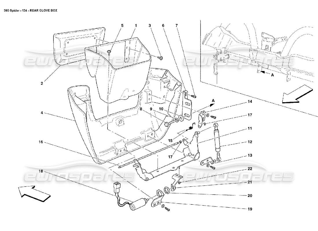 Ferrari 360 Spider Rear Glove Box Part Diagram
