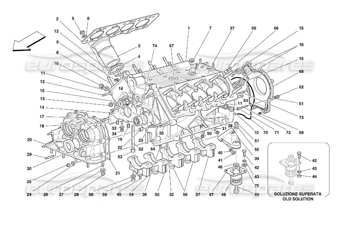 Ferrari 355 (2.7 Motronic) crankcase Parts Diagram
