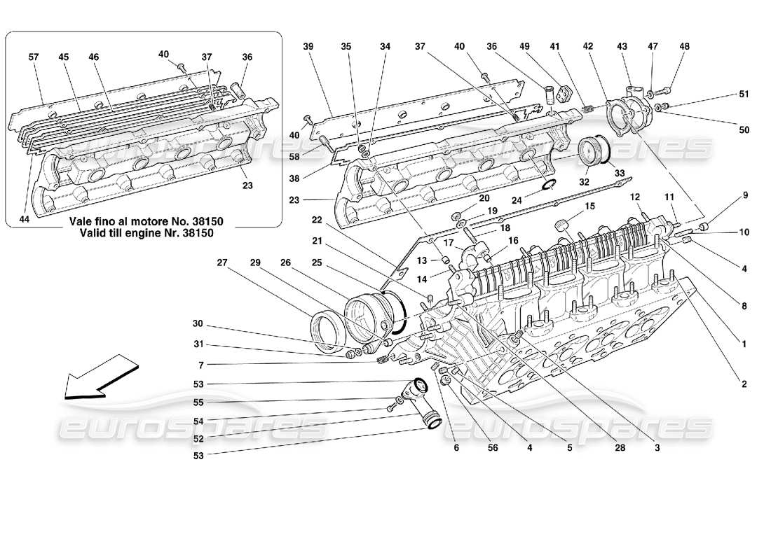 Ferrari 355 (2.7 Motronic) RH Cylinder Head Part Diagram