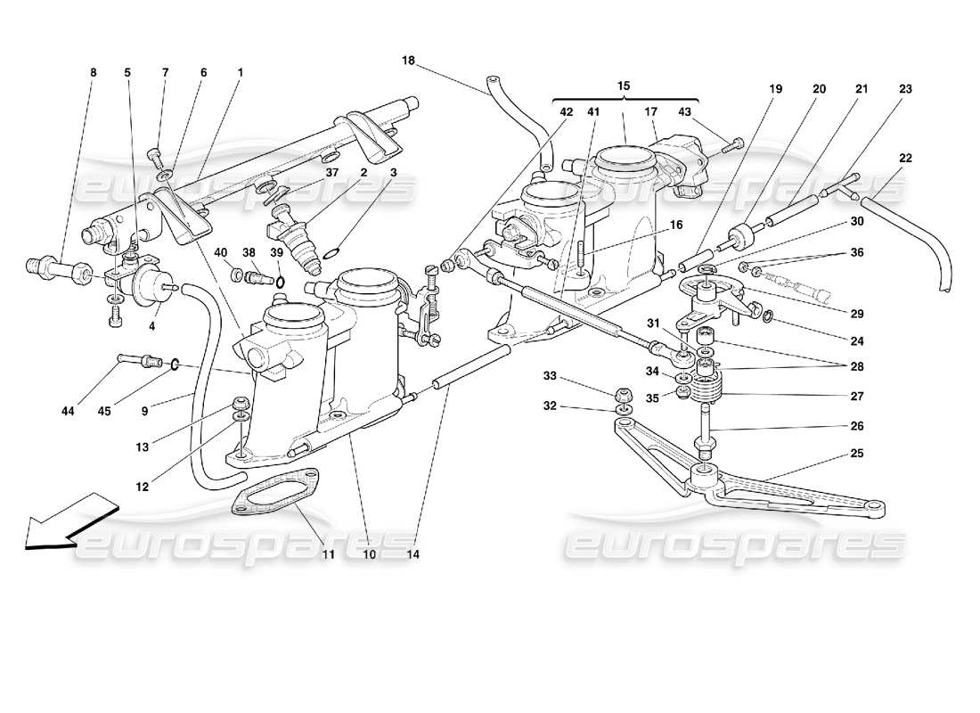 Ferrari 355 (2.7 Motronic) Throttle Holders and Controls Part Diagram