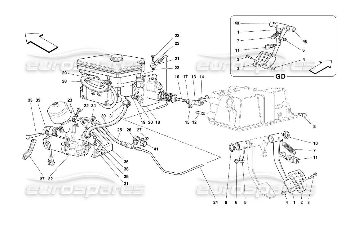 Ferrari 355 (2.7 Motronic) Brake Hydraulic System Parts Diagram