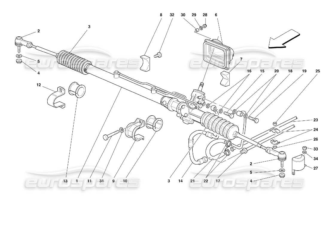 Ferrari 355 (2.7 Motronic) Hydraulic Steering Box Part Diagram