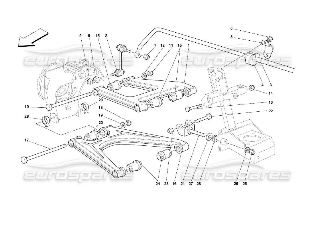 Ferrari 355 (2.7 Motronic) Rear Suspension - Wishbones Part Diagram