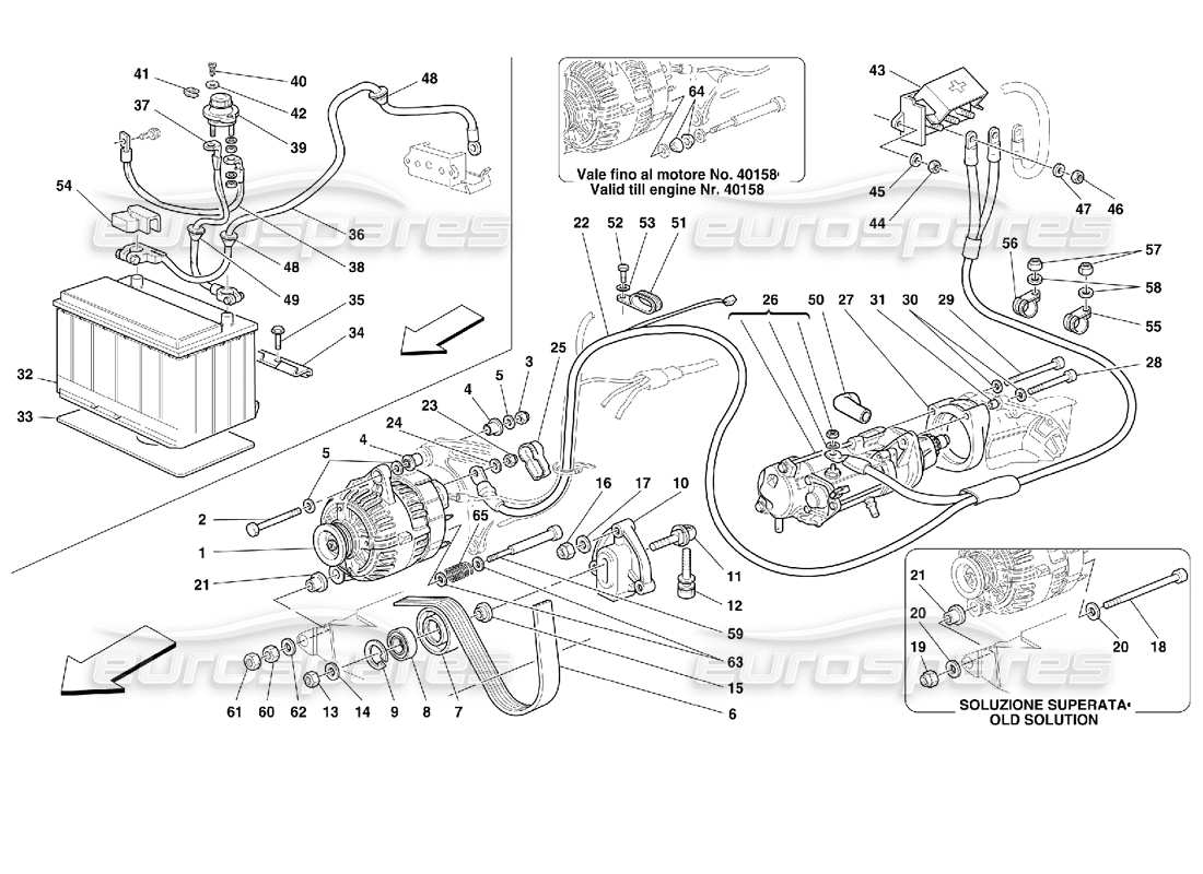 Ferrari 355 (2.7 Motronic) Current Generator - Starting Motor - Battery Parts Diagram
