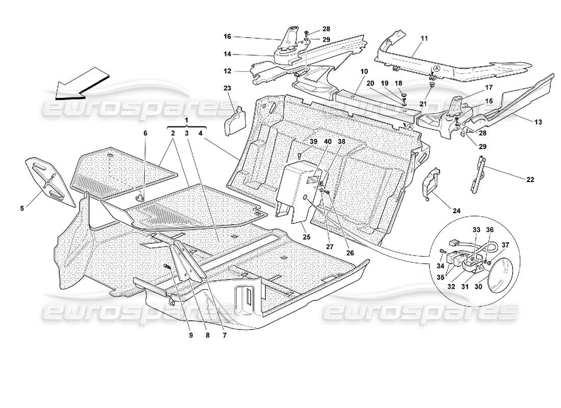 Ferrari 355 (2.7 Motronic) passengers compartment carpets Parts Diagram