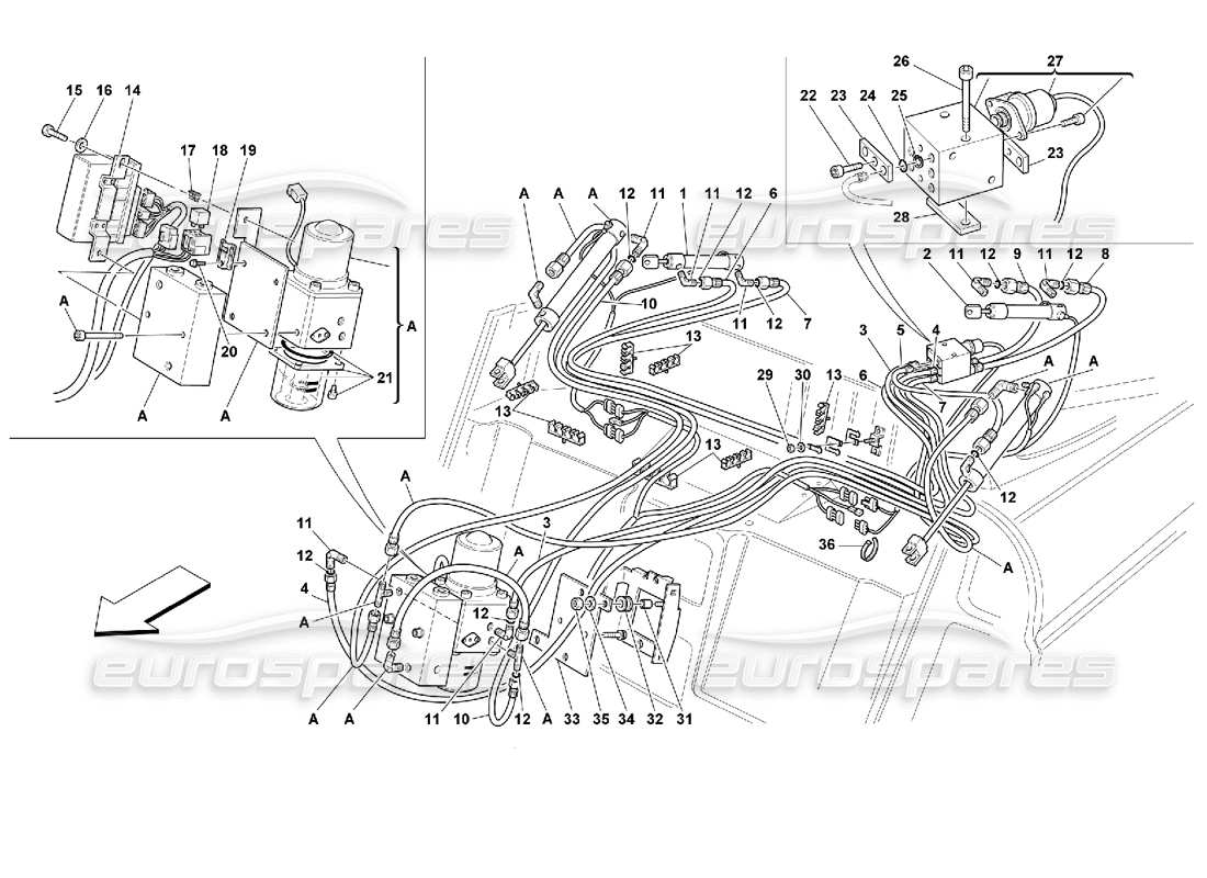 Ferrari 355 (2.7 Motronic) Top Hydraulic Control Parts Diagram