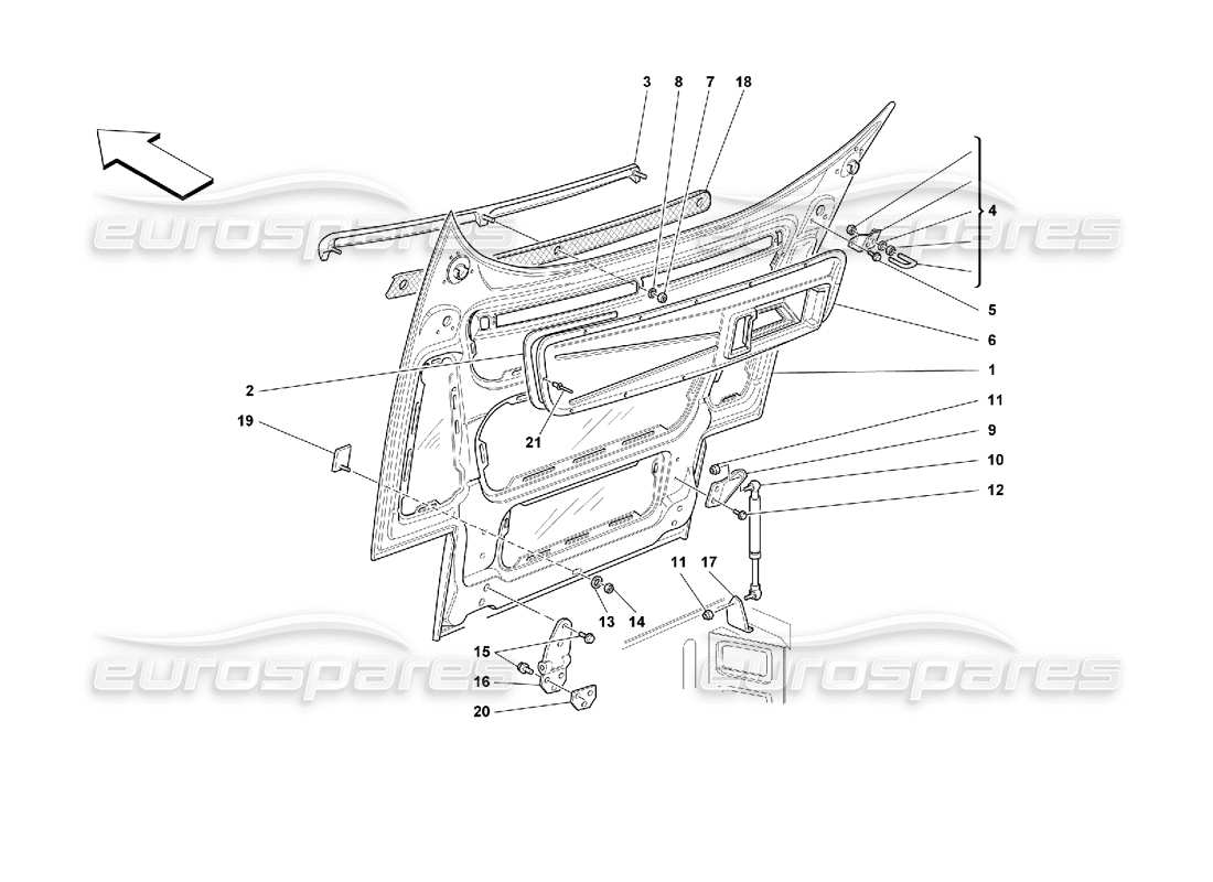 Ferrari 355 (2.7 Motronic) Front Hood Parts Diagram