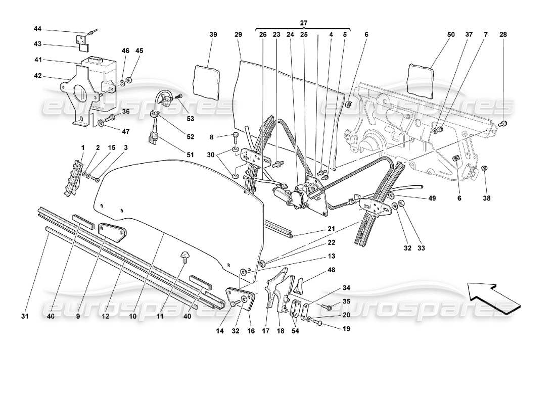 Ferrari 355 (2.7 Motronic) Doors - Glass Lifting Device Part Diagram