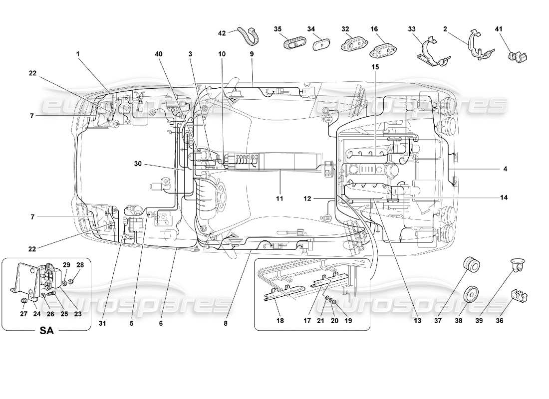 Ferrari 355 (2.7 Motronic) electrical system Parts Diagram