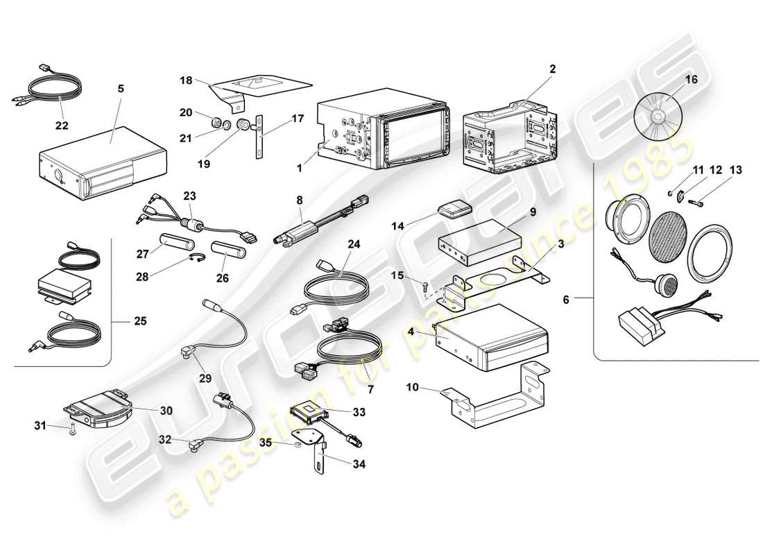 Lamborghini LP640 Coupe (2010) electrical parts for audio system Part Diagram