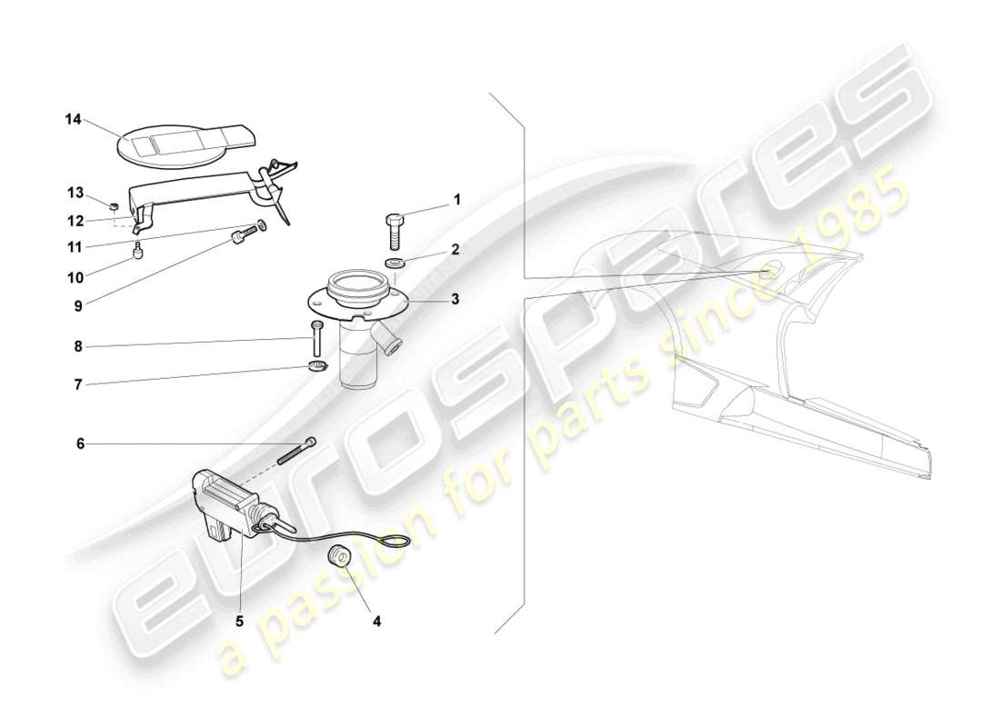 Lamborghini LP640 Coupe (2010) FUEL FILLER FLAP Part Diagram