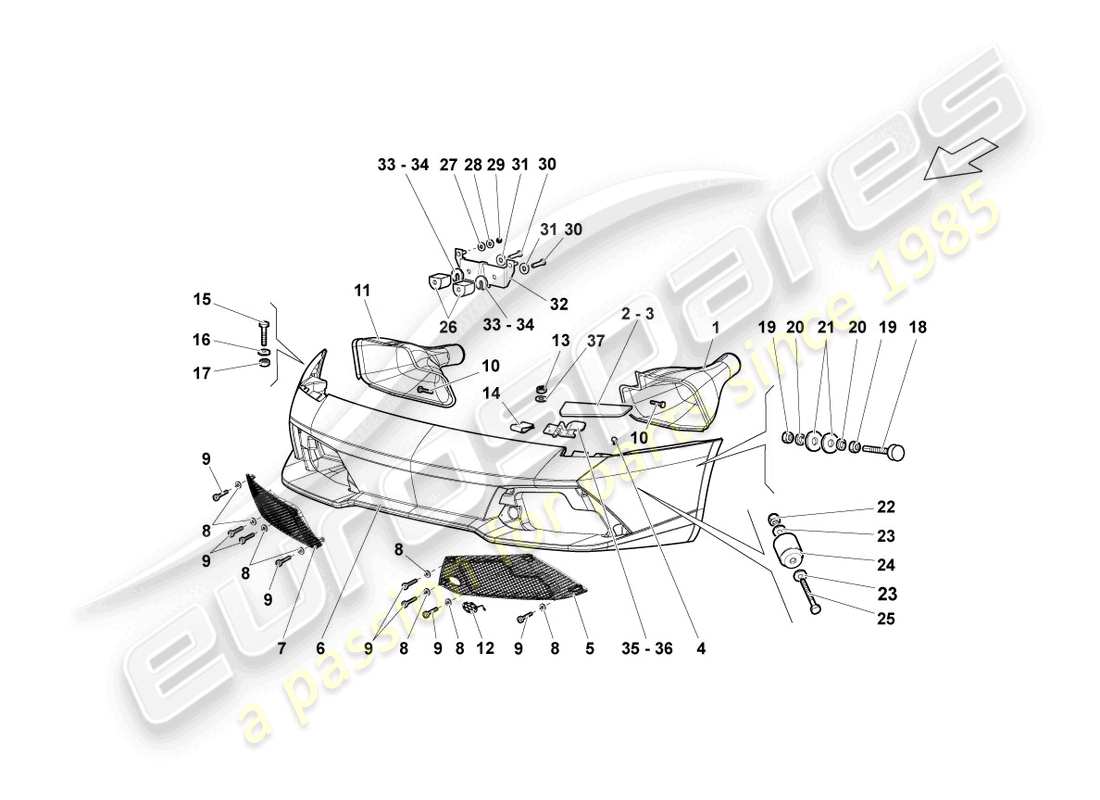 Lamborghini LP640 Roadster (2007) BUMPER FRONT Part Diagram