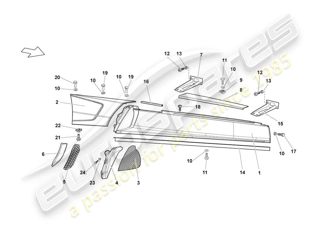 Lamborghini LP640 Roadster (2007) SIDE MEMBER RIGHT Part Diagram