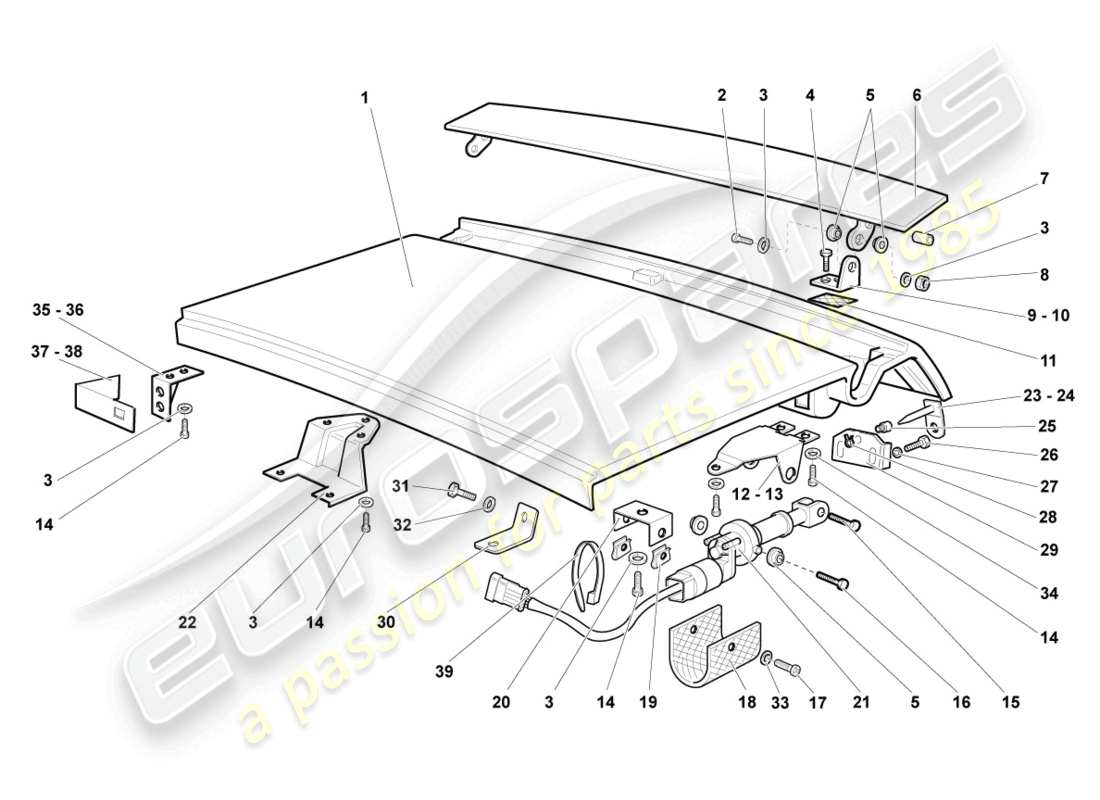 Lamborghini LP640 Roadster (2009) REAR LID Part Diagram
