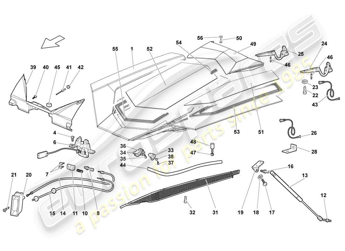 Lamborghini LP640 Roadster (2009) FLAP FOR ENGINE COVER TRANSPARENT Part Diagram