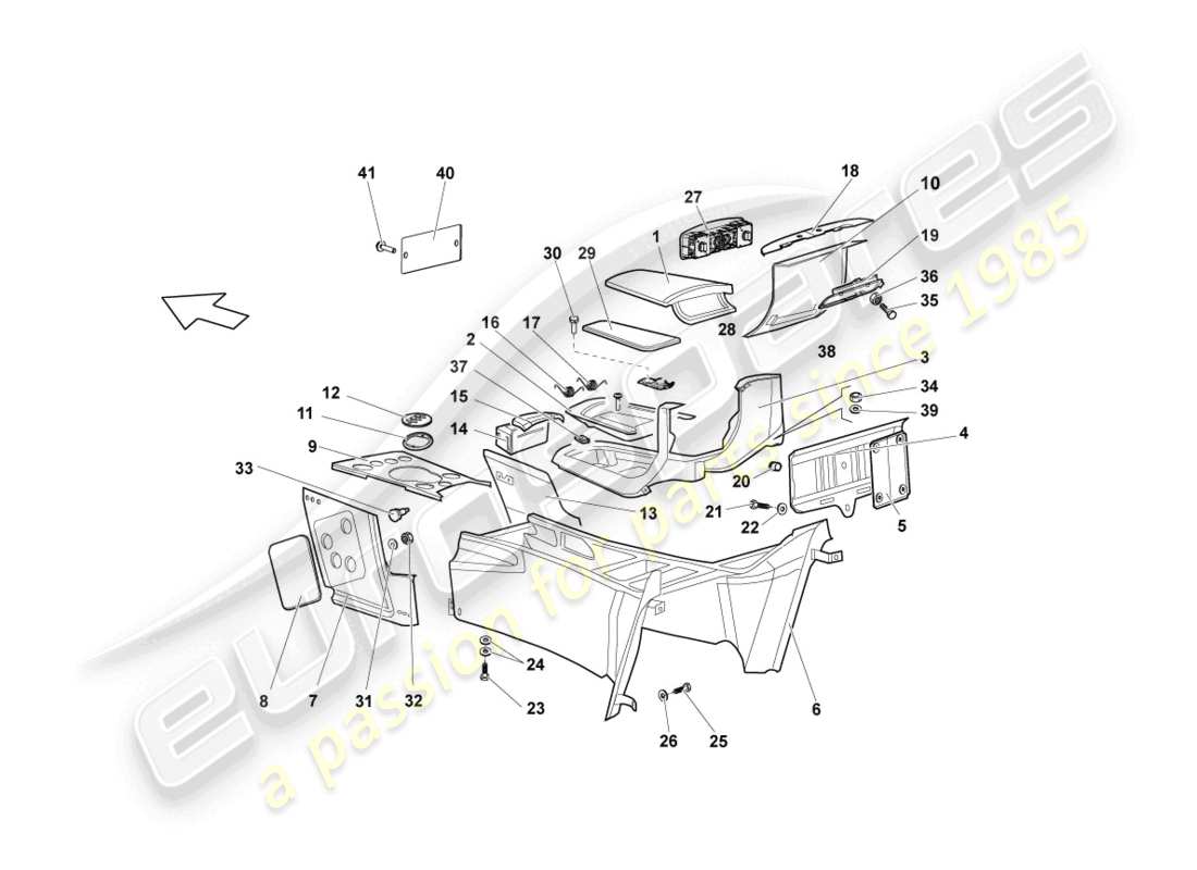 Lamborghini LP640 Roadster (2009) CENTRE CONSOLE Part Diagram