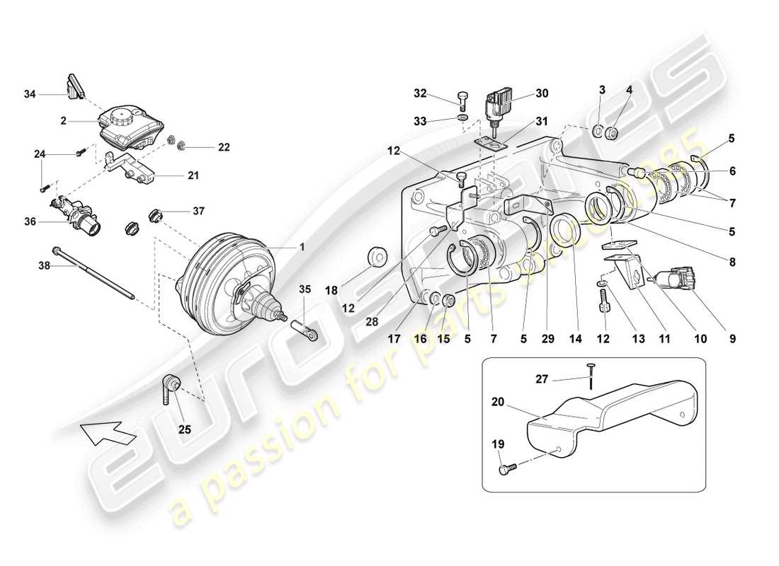 Lamborghini LP640 Roadster (2010) Brake Servo Part Diagram