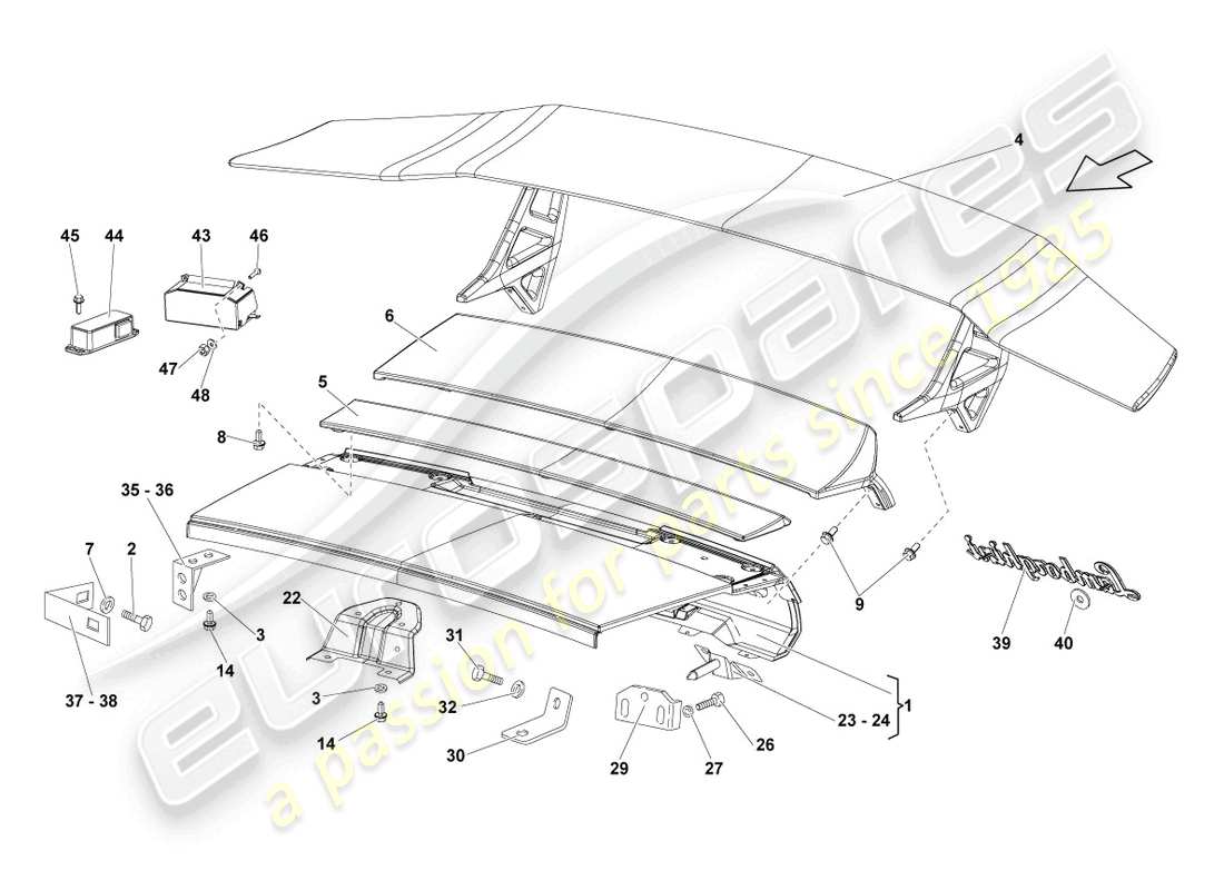 Lamborghini LP670-4 SV (2010) FLAP FOR ENGINE COVER REAR Part Diagram