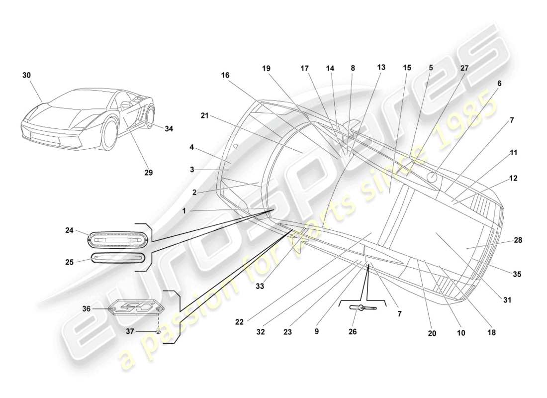 Lamborghini Gallardo Coupe (2004) type plates Part Diagram
