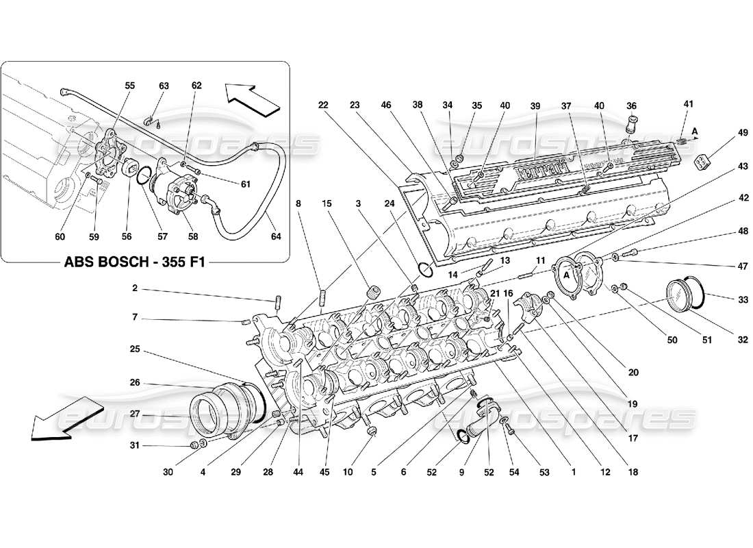 Ferrari 355 (5.2 Motronic) LH Cylinder Head Part Diagram