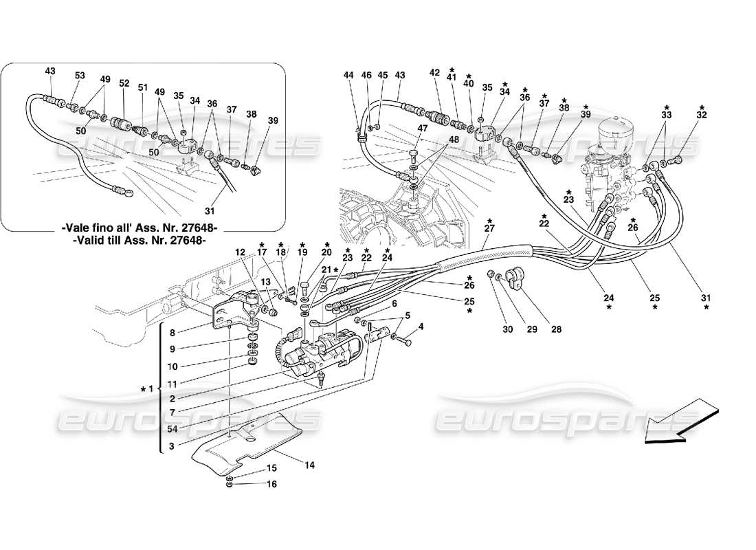 Ferrari 355 (5.2 Motronic) F1 Clutch Hydraulic Control Part Diagram