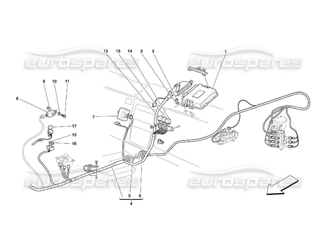 Ferrari 355 (5.2 Motronic) Electronic Gearbox Control Part Diagram