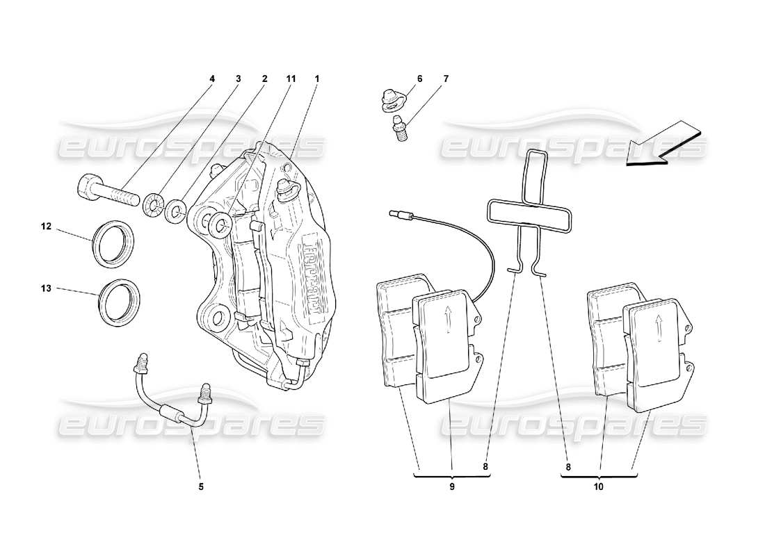 Ferrari 355 (5.2 Motronic) Calipers for Front and Rear Brakes Part Diagram